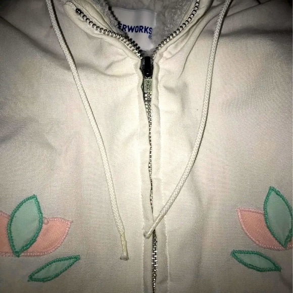 Vintage Baby Fleece lined Coat 12/24 months Pink White Tulip flowers - Picture 7 of 12